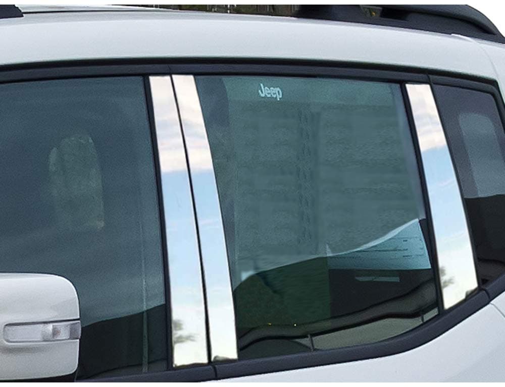 QAA is Compatible with 2015-2023 Jeep Renegade 6 Piece Stainless Pillar Post Trim PP55071