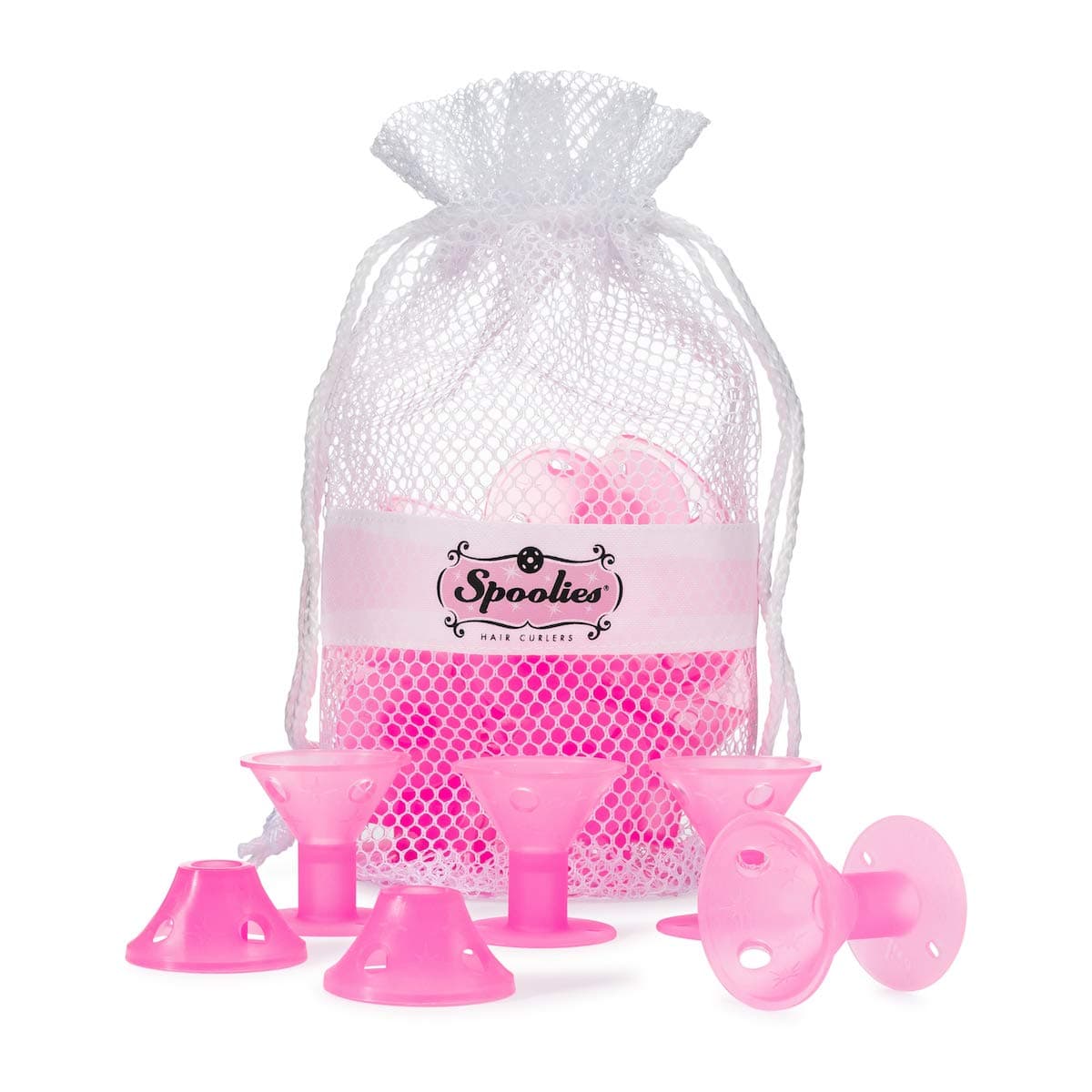 Spoolies® Original Heatless Hair Curlers, 15 Jumbo Size, Playful Pink - Marvelous Mrs. Maisel Rollers for Retro Styles, Hair Extensions + Wigs