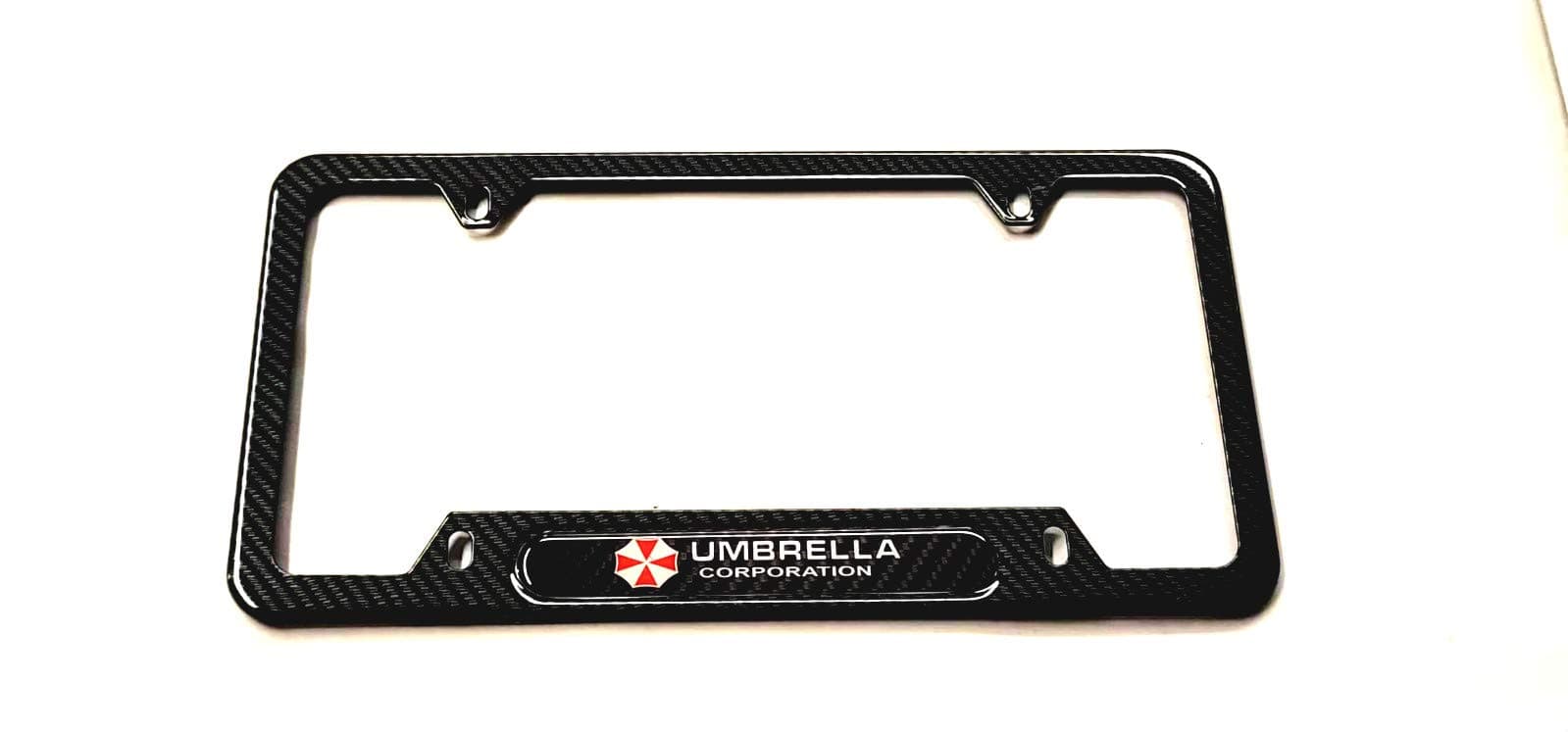 Carbon Fiber Stainless Steel Umbrella Corporation Sport License Plate Cover Frames Holder W/Screw Caps Universal Umbrella(1 CB)