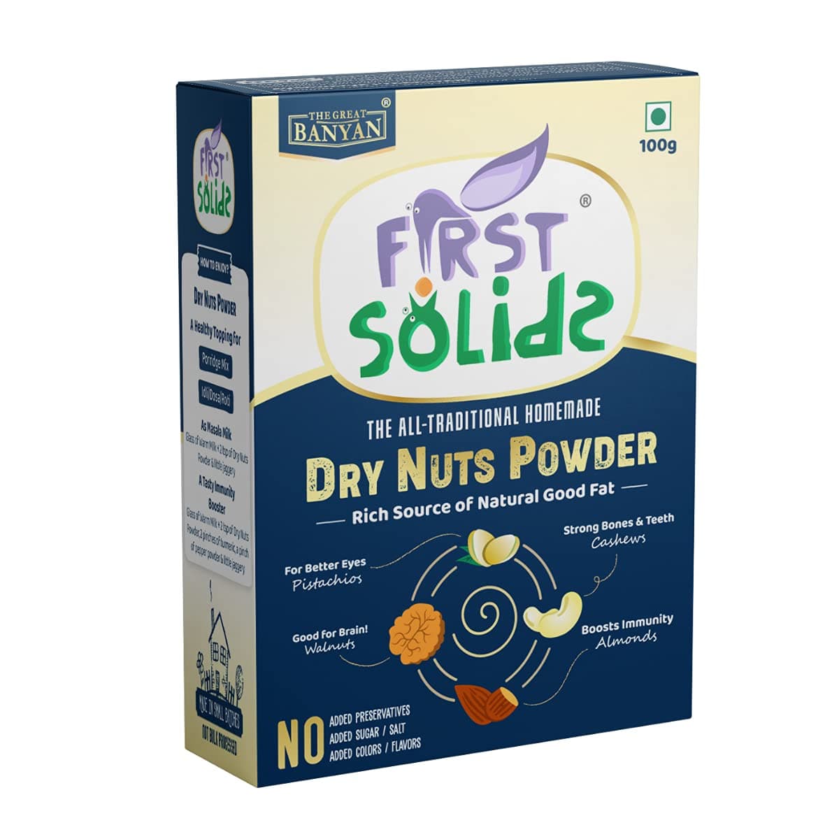 First Solids - Dry Nuts Powder 100g | Homemade Healthy Dry Fruit Mix | No Added Sugar & Preservative Free | With Cashew, Pistachio, Walnut and Almonds