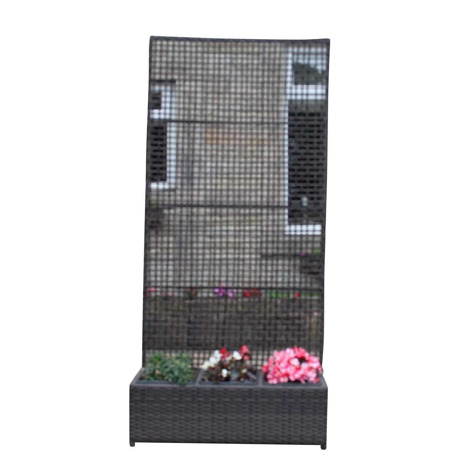 Hand Woven PE Rattan Trellis Planter Flower Pots Garden Furniture in Brown