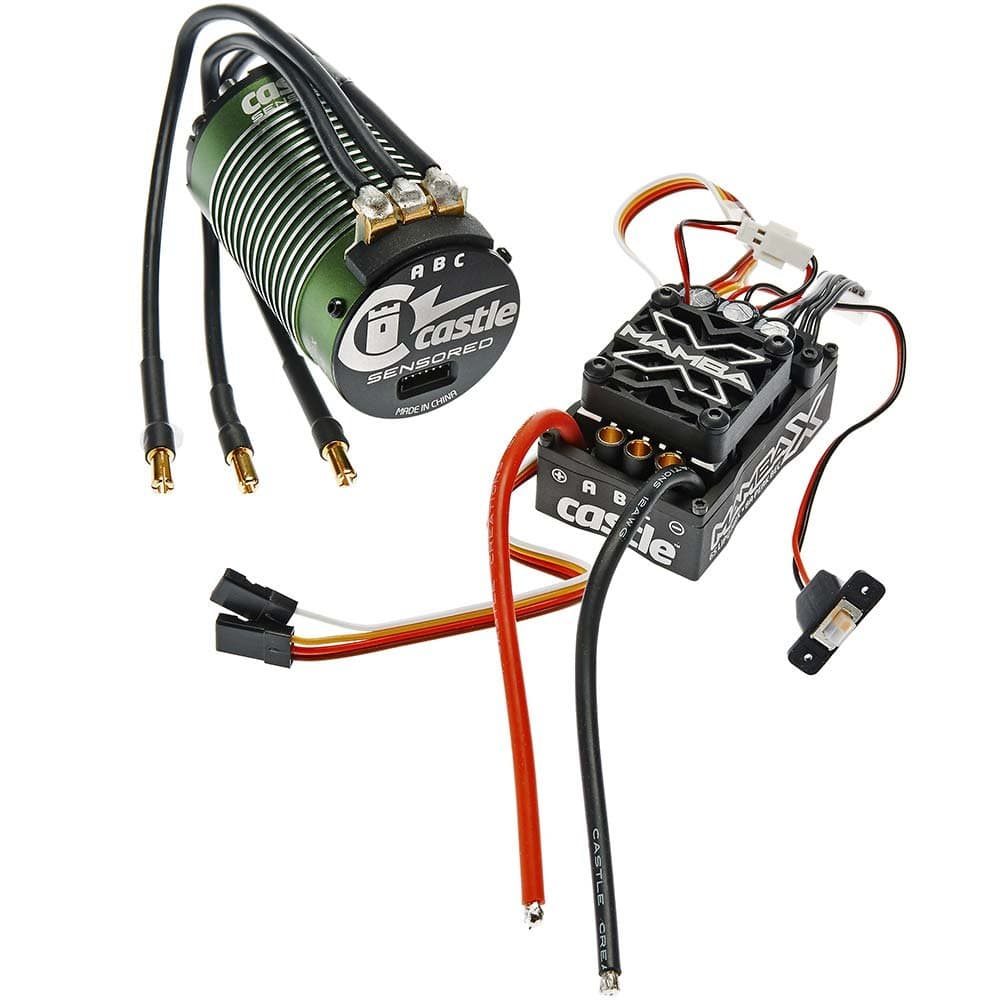 Castle Creations Mamba X, SENSORED, 25.2V WP ESC and 1512-1800KV SENSORED Combo, Black
