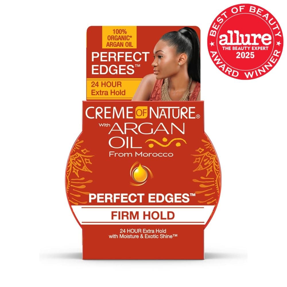 Argan Oil Edge Control Gel, Perfect Edges by Creme of Nature, 24 Hour Hold with Moisture and Exotic Shine, 2.25 Ounce (Pack of 6)