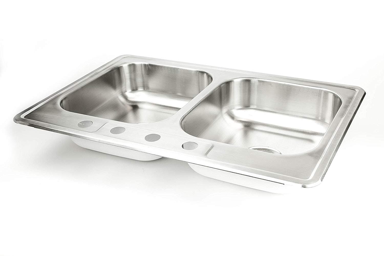 Stainless Steel Kitchen Sink Drop In 33” x 22” x 8” Top Mount Deep Sinks 18 Gauge 50/50 Double Bowl Dual Basin 33 Inch 22 Inches Self Rimming Dropin Over Mount T-304 18G Four Hole Design Great for RV