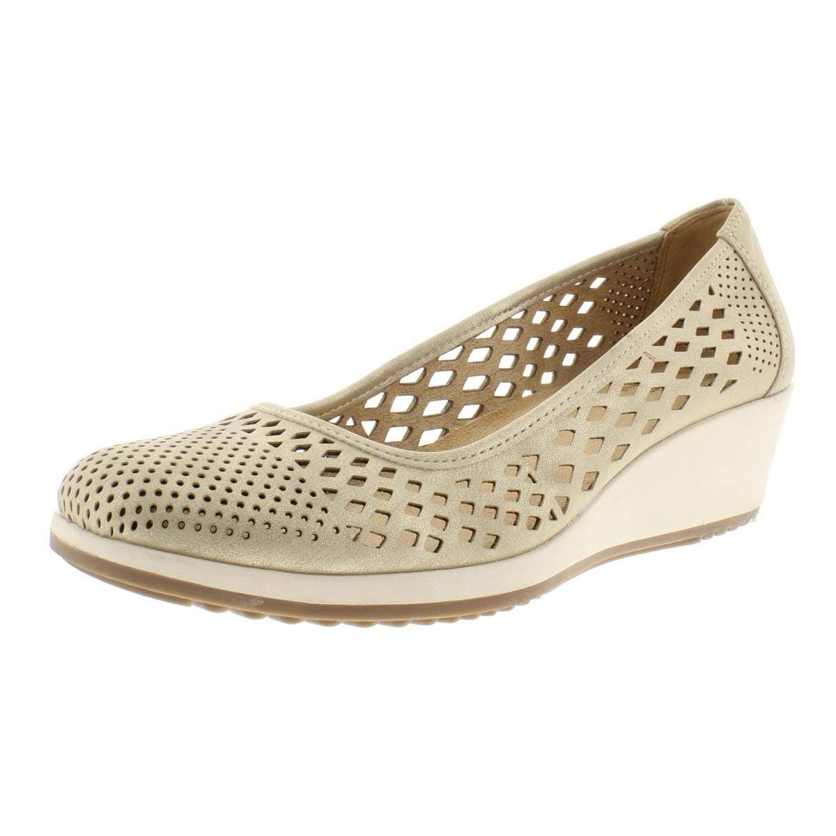 Naturalizer Womens Brina Square Toe Wedge Pumps, Gold, Size 6.5