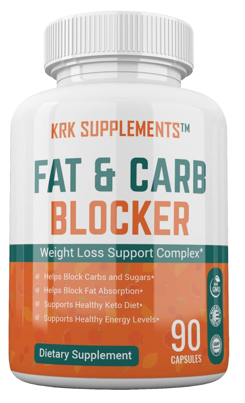 1 Pack Fat and Carb Blocker with Phaseolus Vulgaris (White Kidney Bean Extract) Chitosan Extreme Diet Pills Weight Loss 90 Capsules KRK Supplements