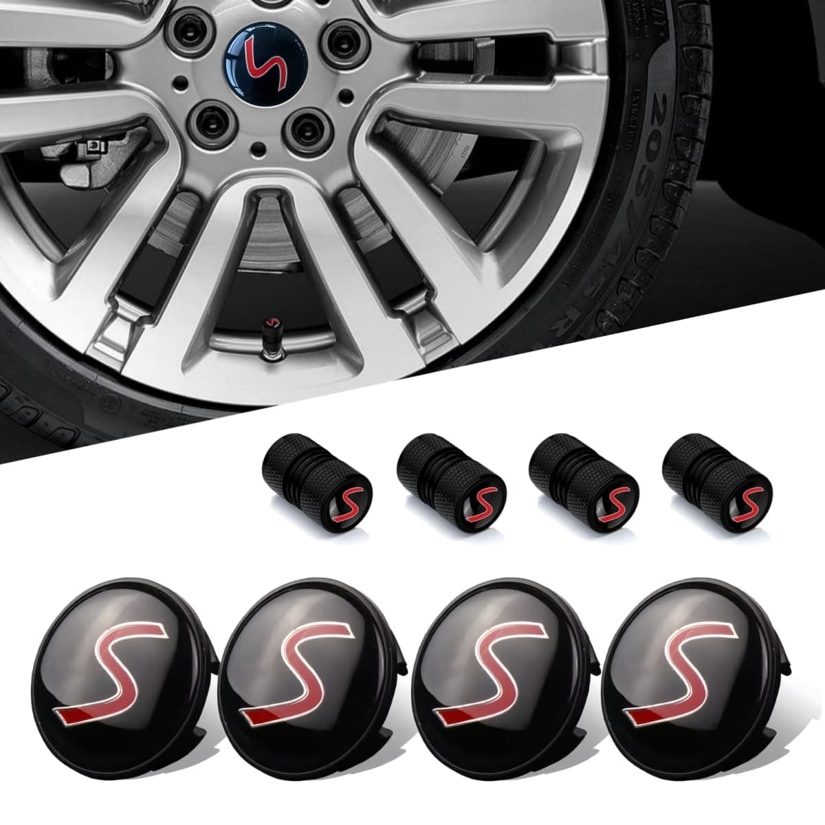 4PCS Car wheel center cap 54mm Compatible with MINI Cooper Clubman Countryman Paceman wheel Center Covers (S)
