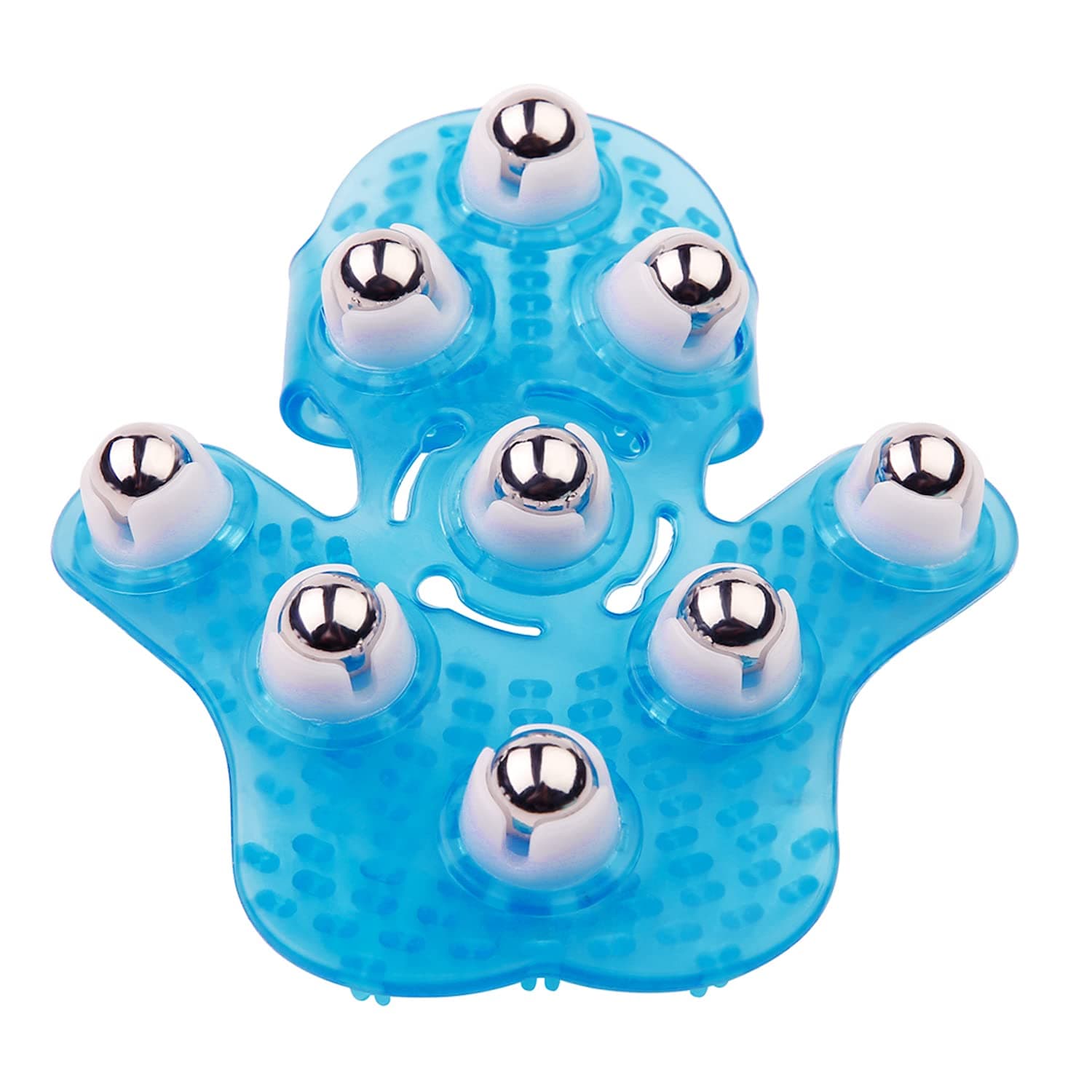 Portable Massage Ball for Muscle Pain Relief Back, Neck, Joint, Foot, Shoulder, Leg - Palm Shaped Massage Tool with Roller Balls, Portable Design, Blue