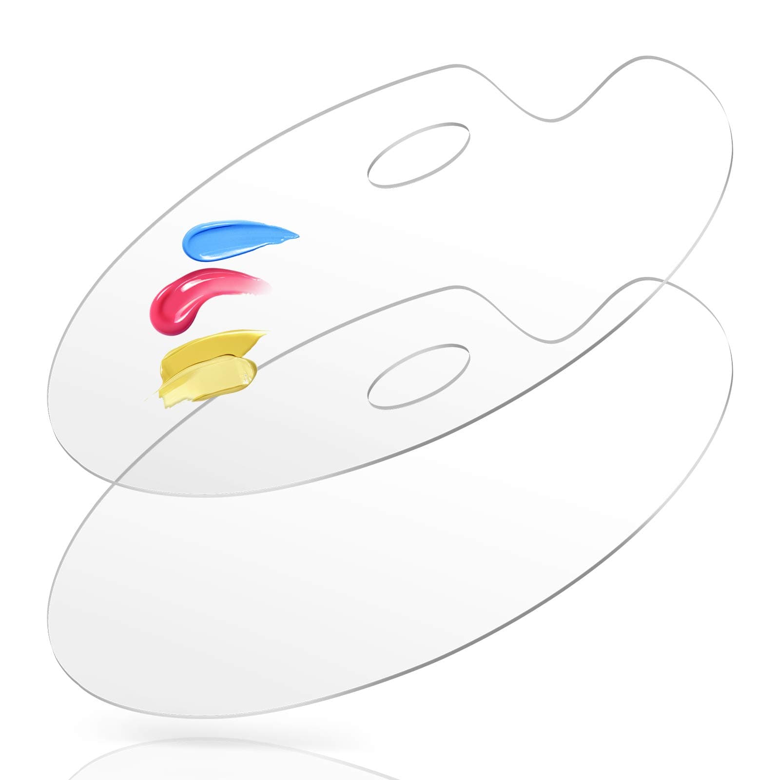 Clean Paint Palette with Thumb Hole 2PCS, Acrylic Paint Tray 12 x 8 inches Oval, Easy Clean Non-Stick Artist Pallet for Oil Watercolor Craft DIY Art Painting