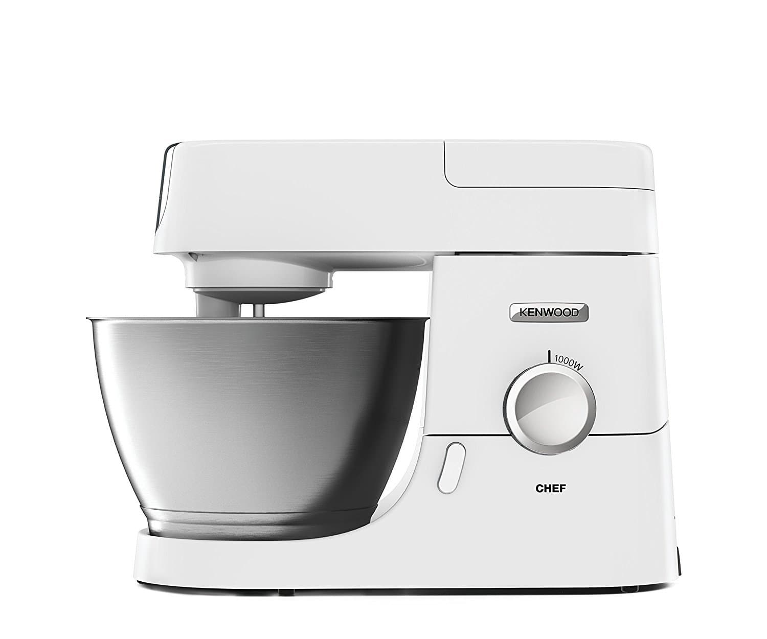 Chef Stand Mixer for Baking - Stylish Food Mixer in White with K-beater, Dough Hook, Whisk and 4.6L Bowl, 1000W, KVC3100, White