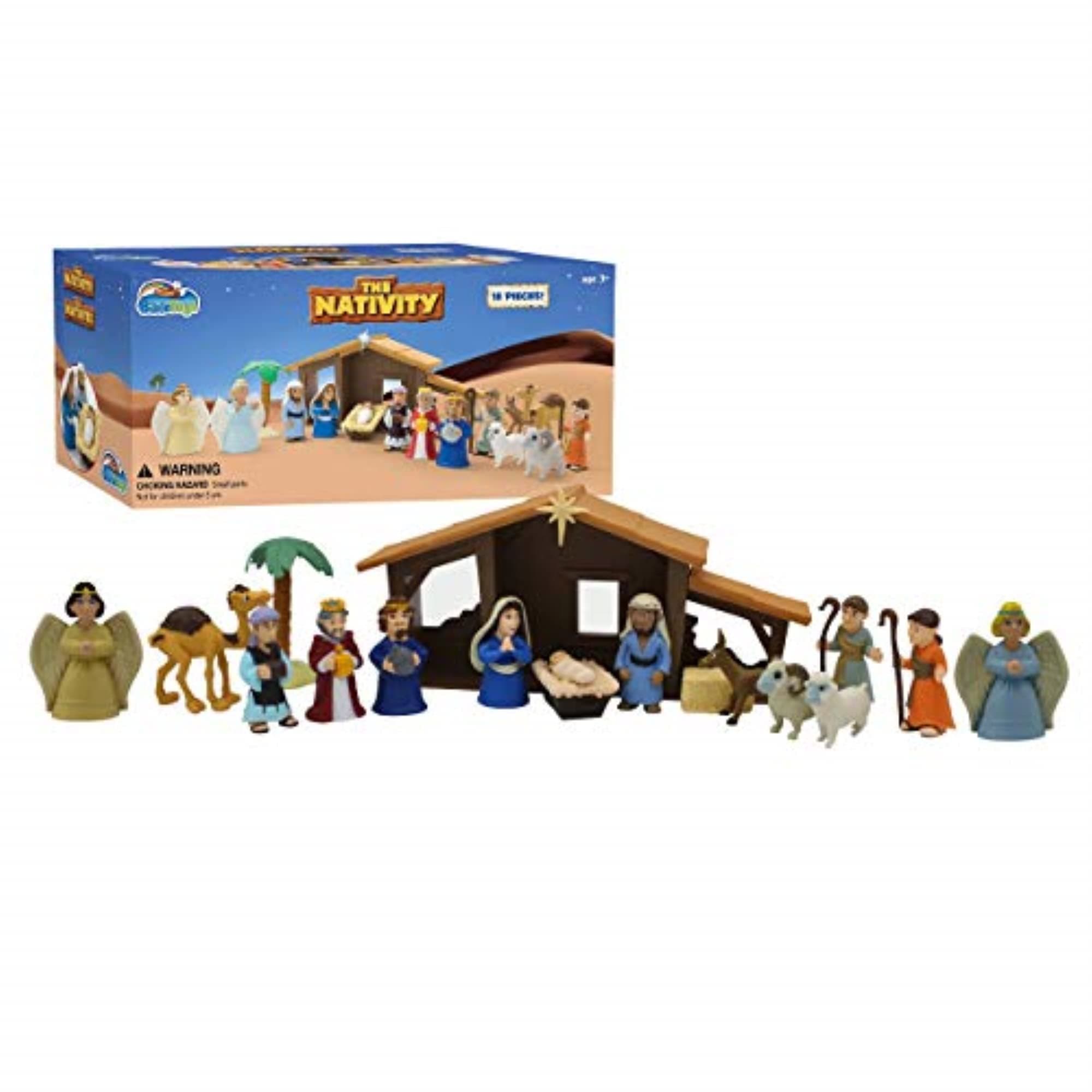 Bible Toys Nativity Playset for Children 19 Pieces by Includes Mary, Joseph, Baby Jesus. Christmas for Children