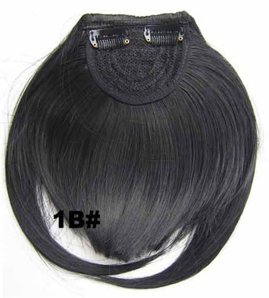Synthetic Hair Bang Two Side Long 20CM Fringe Hairpiece Adding Hair Volume Clip In/on Hair Extensions Hairpieces Accessories for gray thinning hair (#1B)