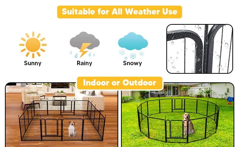 TMEE Dog Playpens 8/16 Panels Dog Pen Outdoor Indoor Dog Fence Exercise Pen 40 inch Height Pet Play Yard Gate with Doors for Large/Medium/Small Dogs, Pet Playpen for RV, Camping, Yard, 8 Pcs