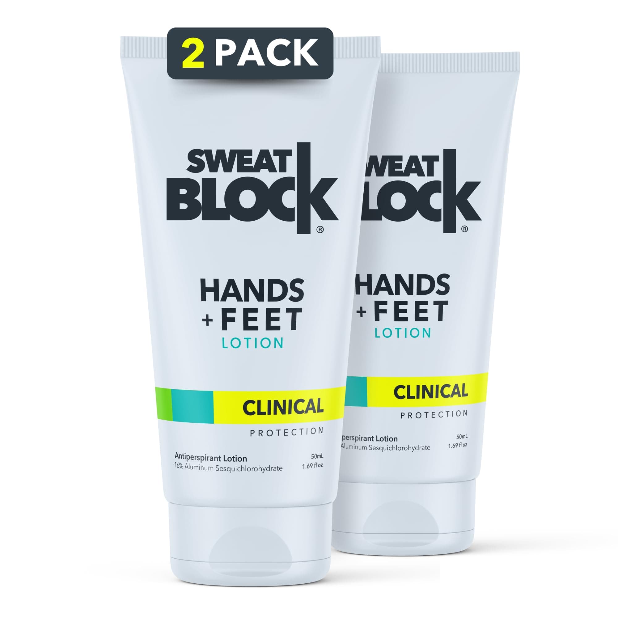 SweatBlock Antiperspirant Lotion for Sweaty Hands & Feet, Anti Sweat Lotion Hyperhidrosis Treatment for Hand and Foot Sweat Prevention 2-Pack