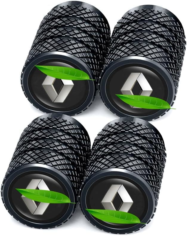 Greenworld Premium Black Metal Car Tyre Valve Cap Air Cap Car Tyre Valve Stem Cap Air Covers with Logo (Rena-ULT)