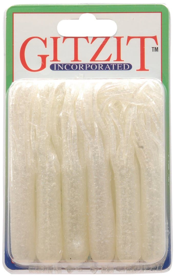 GITZIT Fat Pearl White Fishing Soft Plastic Lures (10-Pack), 3.5-Inch