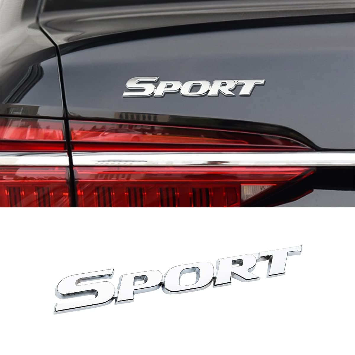 3D Metal Sport Sticker for Car, Styling Personalise Sport Emblem Decal, Auto Badge Stickers Car Exterior Decoration Accessories, 3D Stickers for Trunk Side Fender Rear Tailgate (Silver)