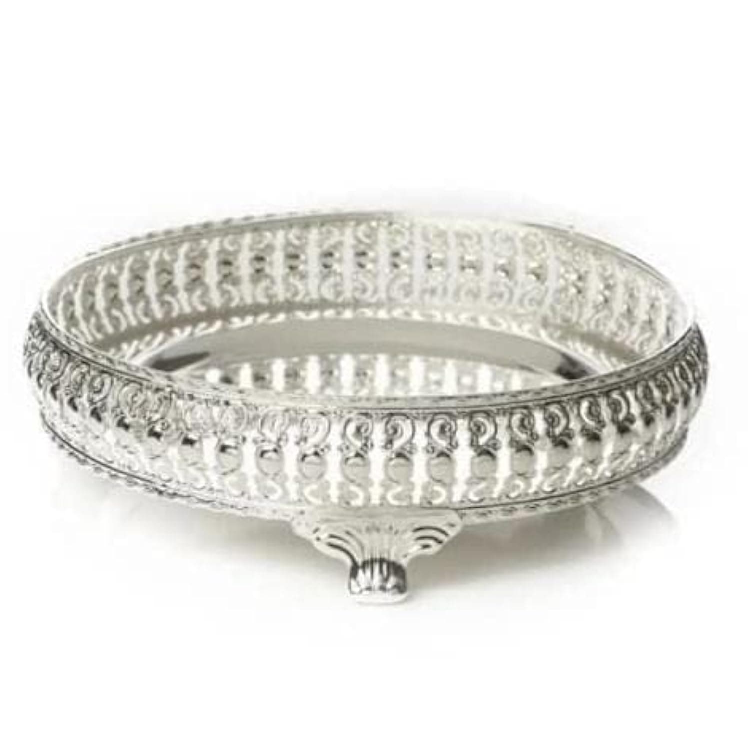 German Silver Tray, Best Gift for Diwali, Anniversary, House Warming, Birthday (10inch), Round Shape