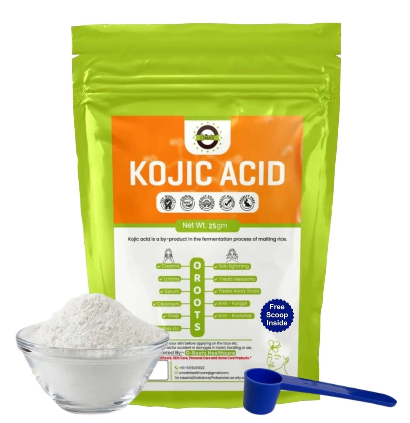Kojic Acid Powder Pure (25Gm) for Skin Lightening,Soap Making, Creams and other DIY Skincare products