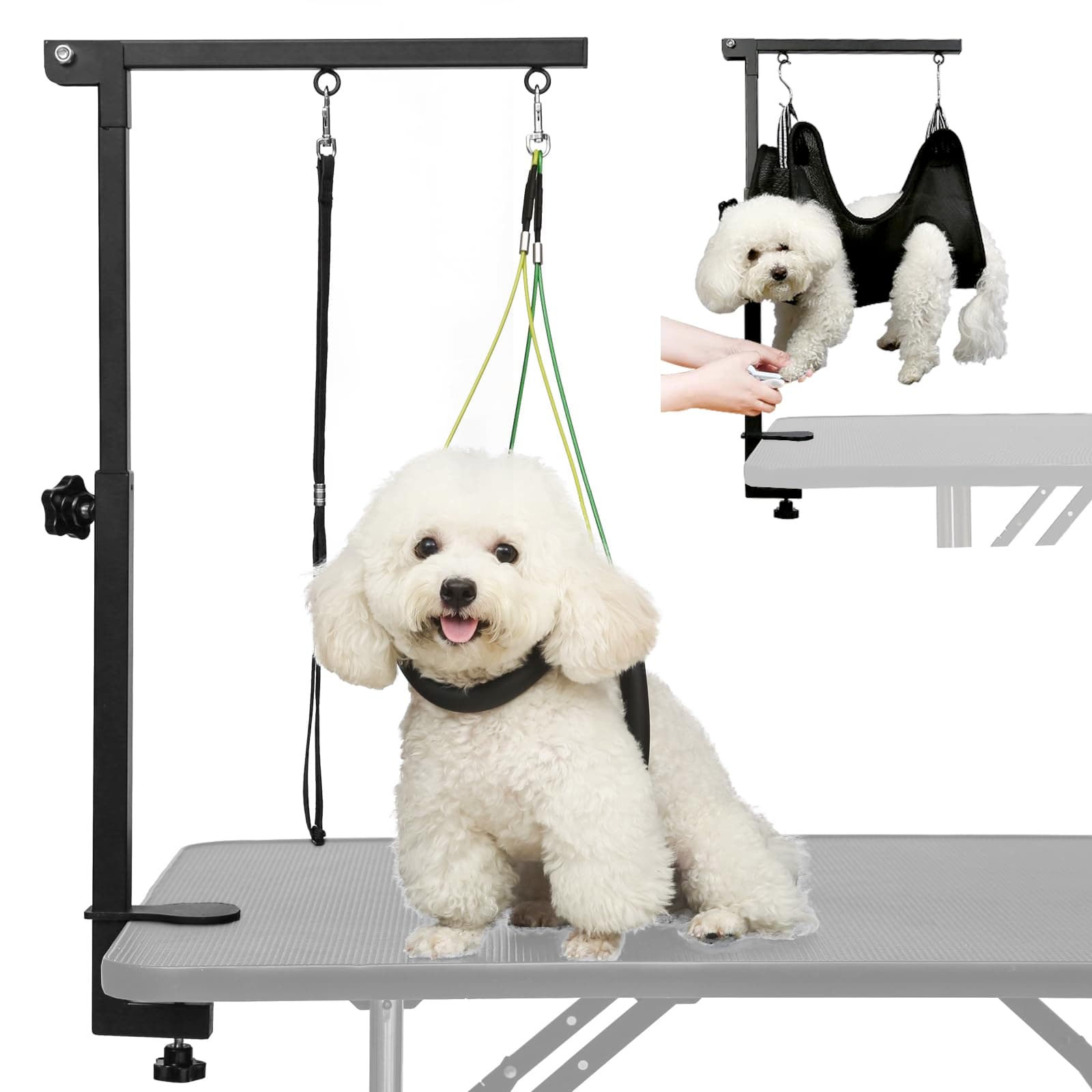Breeze Touch Dog Grooming Arm - 32" Dog Grooming Table Arm with Clamp and Post, Loop Noose, No Sit Haunch Holder Grooming Restraint for Small & Medium Dogs