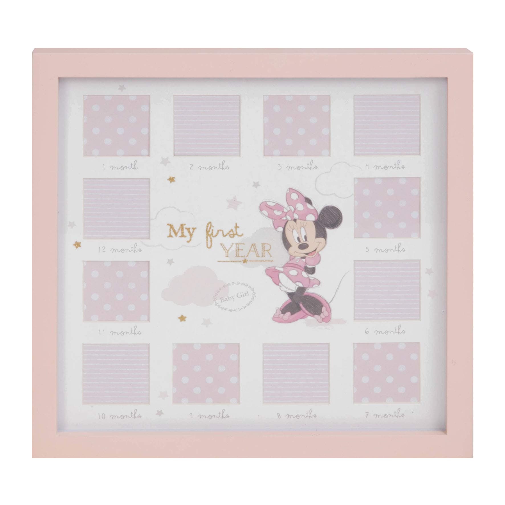Disney Minnie Mouse Baby Girl First Year 12 Month Multi Photo Frame