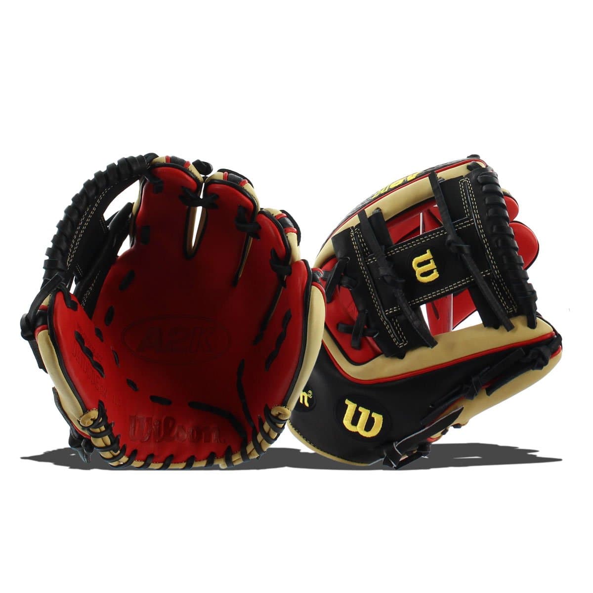 WILSON 2016 A2K Brandon Phillips Game Model Baseball Glove, Black Textured/Red/Blonde, Right Hand Throw