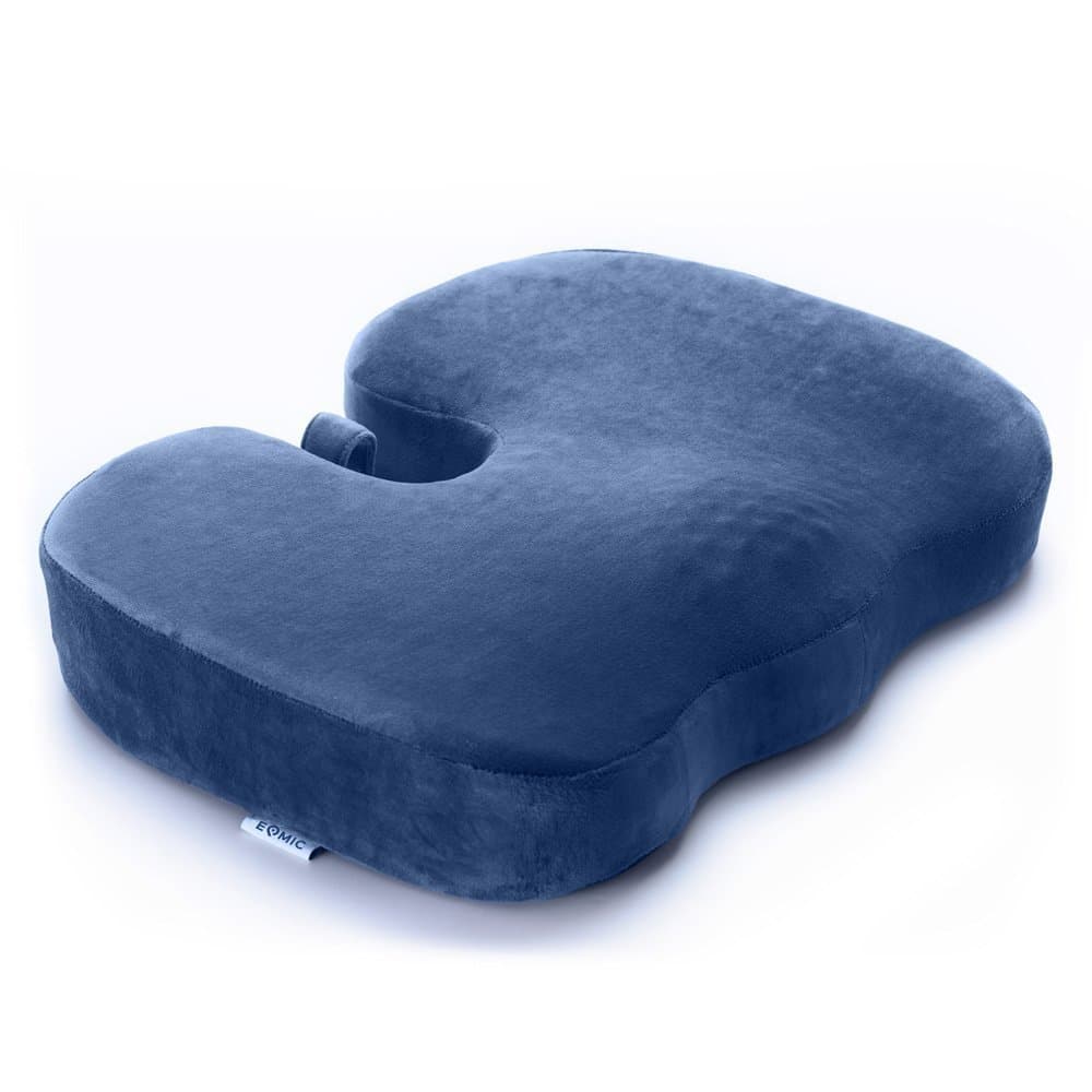 EPMIC Seat Cushions Support for Chairs, Memory Foam with Soft Velvet Fabric Cover,Coccyx Orthopaedic Comfortable and Non-Slip Rubber Bottom Reduce Tailbone Back Pain and Sciatica,Improve Posture,Blue Color