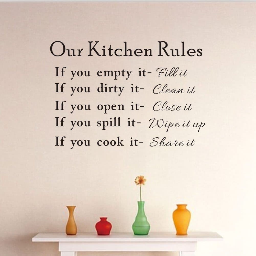 DIY Kitchen_Rules Wall Quote Sticker Art Creative Decals Vinyl Decal Home Household DecorStickers Black Words Hot