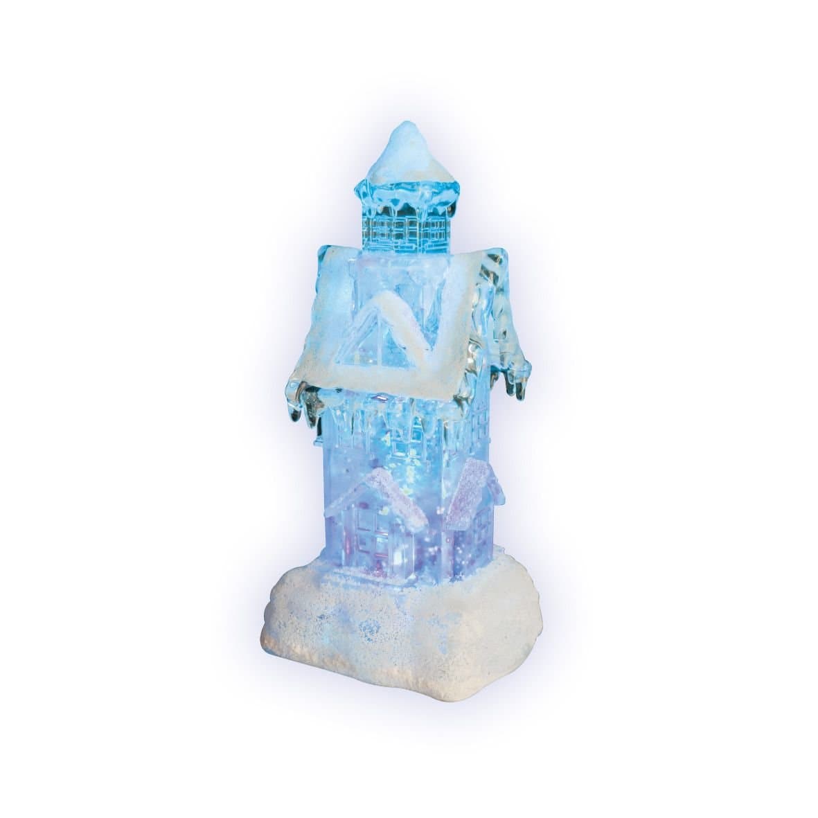 The Christmas Workshop 71060 24cm Colour Changing LED Frosted House | Indoor Christmas Decorations | Battery Operated | 24cm x 12cm x 10cm