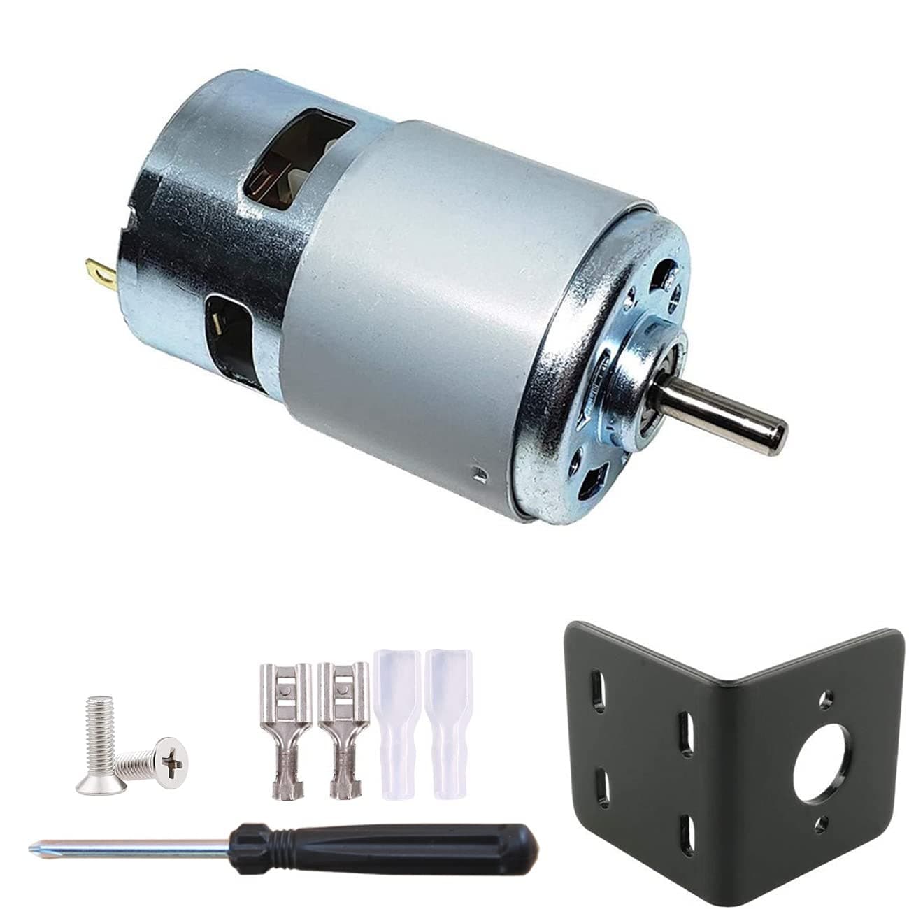 775 DC Motor DC 24V Max 20000RPM Ball Bearing Large Torque High Power Low Noise Gear Motor Electronic Component Motor(with Bracket)