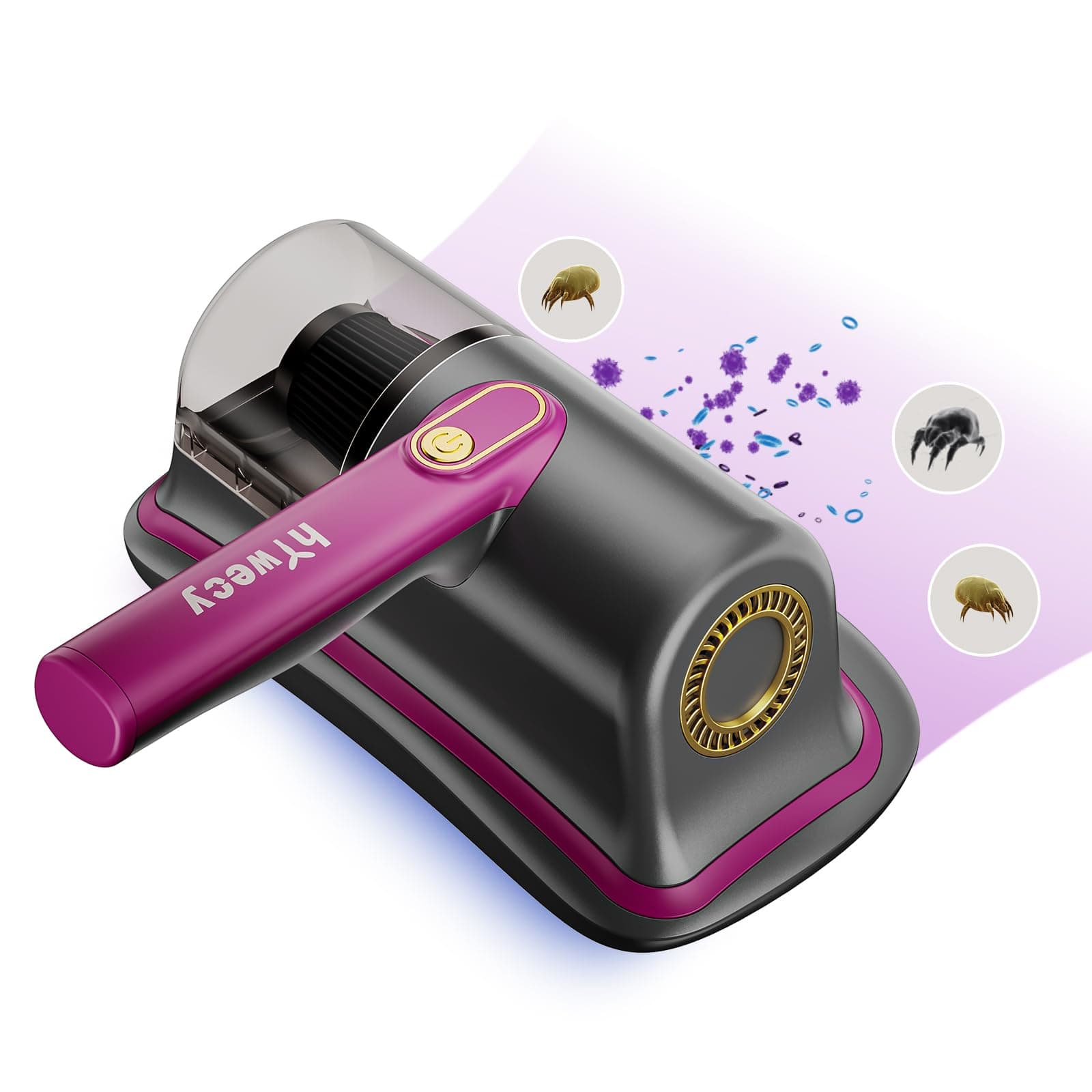 hYwecy Cordless Bed Vacuum Cleaner-6600mAh Wireless Handheld UV Mattress Vacuum Cleaner,Lightweight Two Speeds Cleaner Machine for Bed,Sofas,Pillow