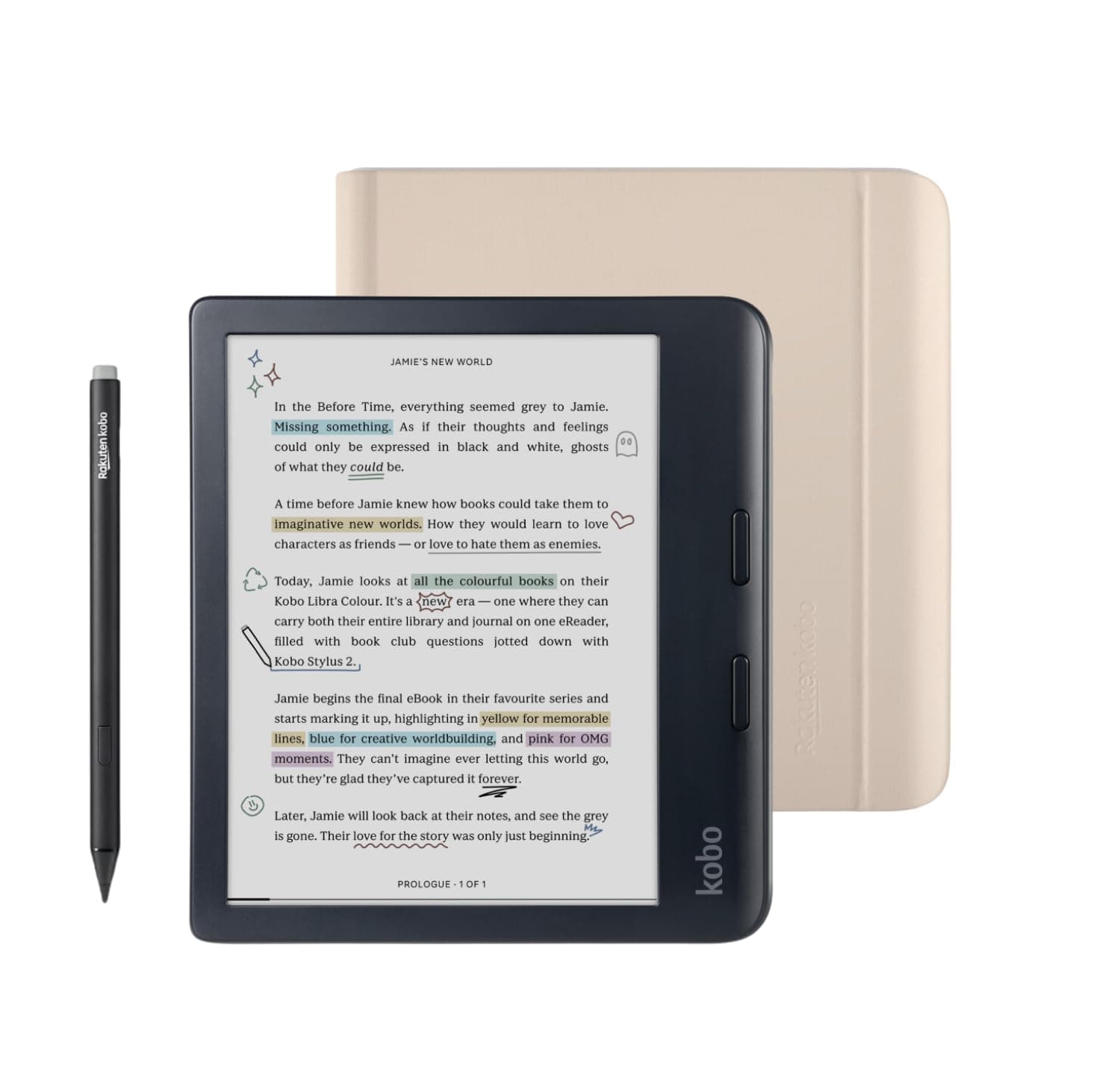 Libra Colour Black eReader with Case Bundle