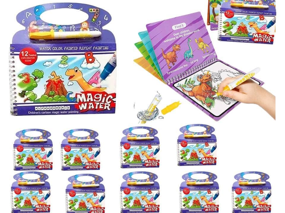 PETRICHOR Magic Water Book for Kids|Reusable Reveal Drawing Books|Self-Drying with Easy to Hold PenIEducational Toy|No Mess|Coloring Doodle Board|Best Gift for Kids (Pack of 10, Aplha-Numeric)