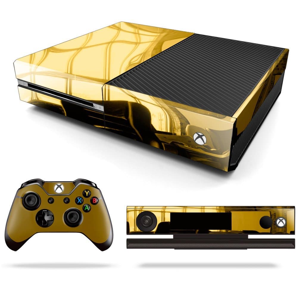 Xbox One Skin Decals Gold Chrome With Gold Controller Skin
