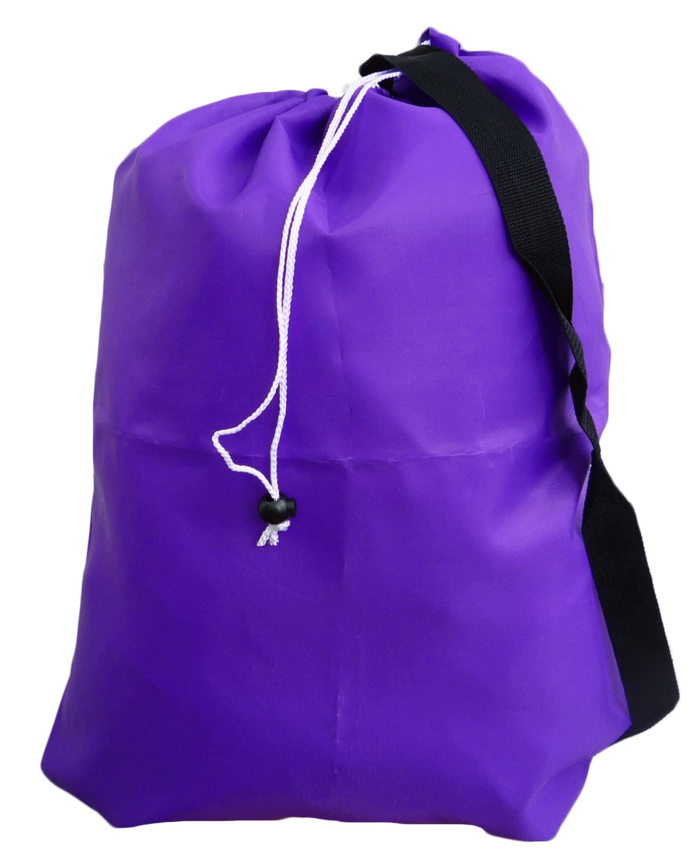 Laundry Bag with Drawstring, Strap, Locking Closure, Color: Purple, Size: 22x28