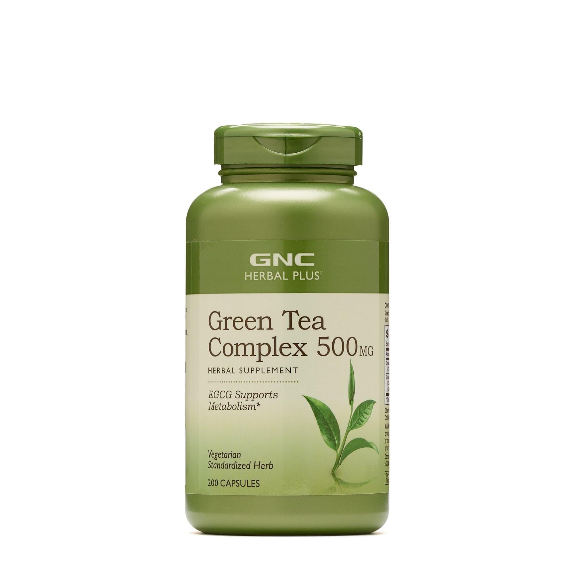 GNC Herbal Plus Green Tea Complex 500mg Supplement, Vegetarian, Supports Metabolism, 200 Servings