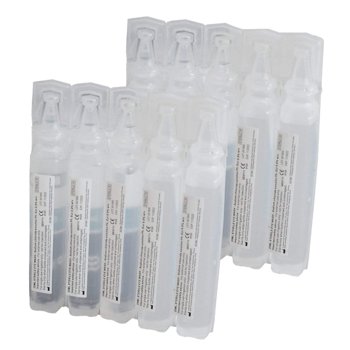 (PACK OF 10) First Aid Eye Wash Pods - Sterile Saline Eye Irrigation Solution