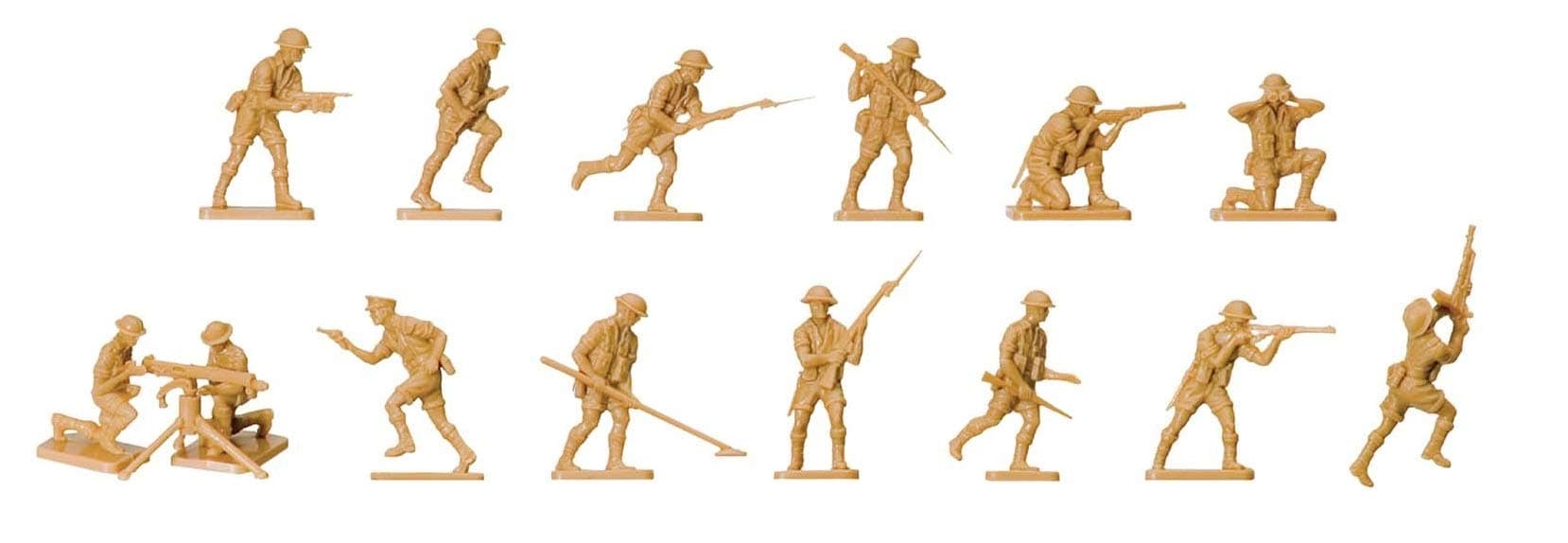 Airfix Mini Army Figures - A00709V WWII British 8th Army - Military Figurines, Plastic Soldiers for Adults & Children 14+, Sets Includes 49 Unpainted Soldier Toys - War Games Miniatures