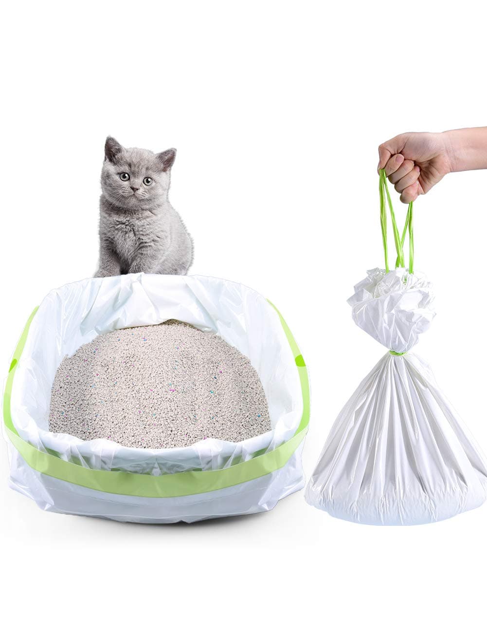 - Cat Litter Liners Large, Jumbo Drawstring Extra Durable Pet Cat Pan Liners Extra-Thick Kitty Litter Box Bag-24 Count 36" x 19"