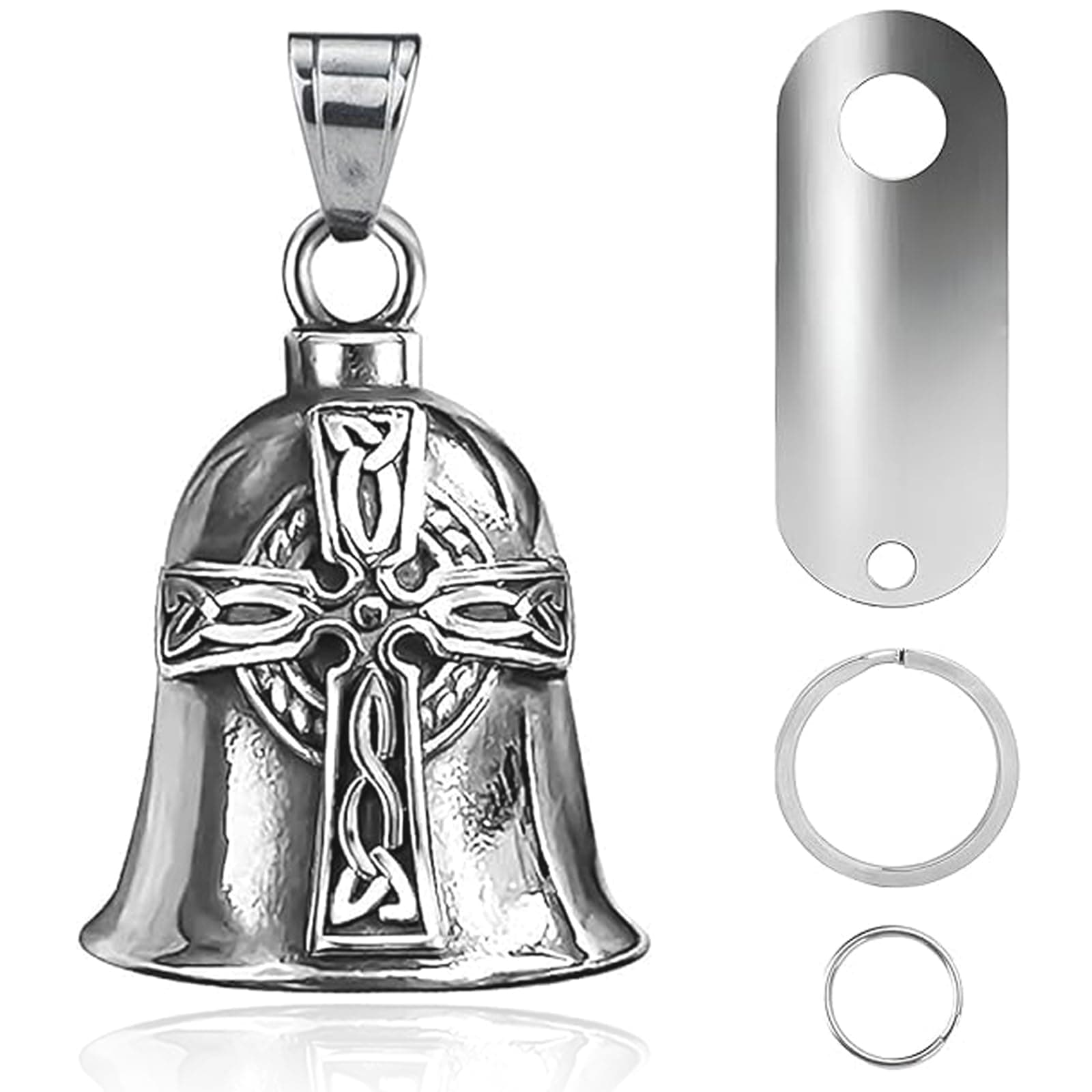 vvag Motorcycle Bell Durable Guardian Angel Bell Hanger Biker Bell with Keychain Ring Motorcycle Accessories for Women