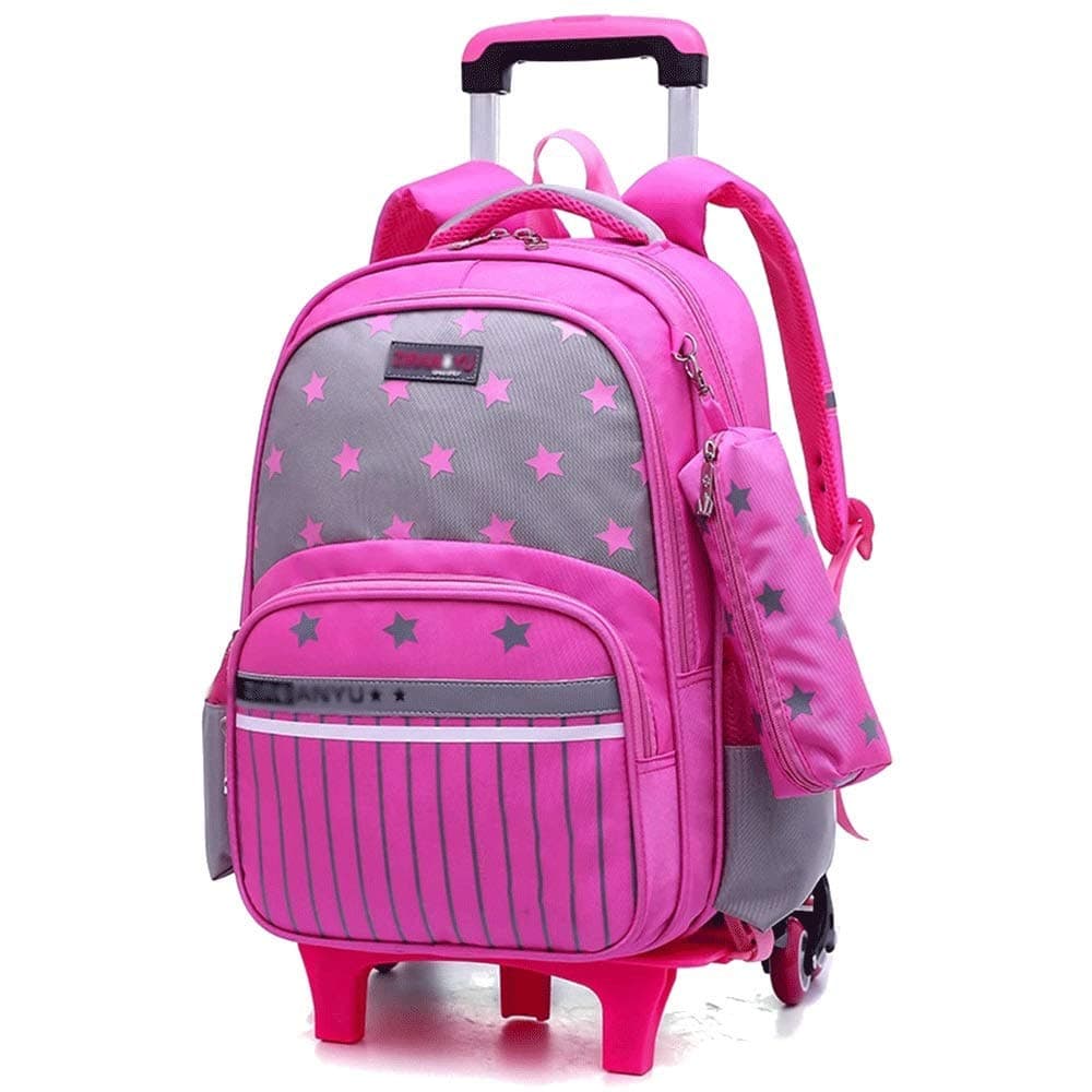 Jumedy Detachable Trolley Bag Dual-use Primary School Students 2-3-6 Grade Boys and Girls School Bag (Color : Purple)
