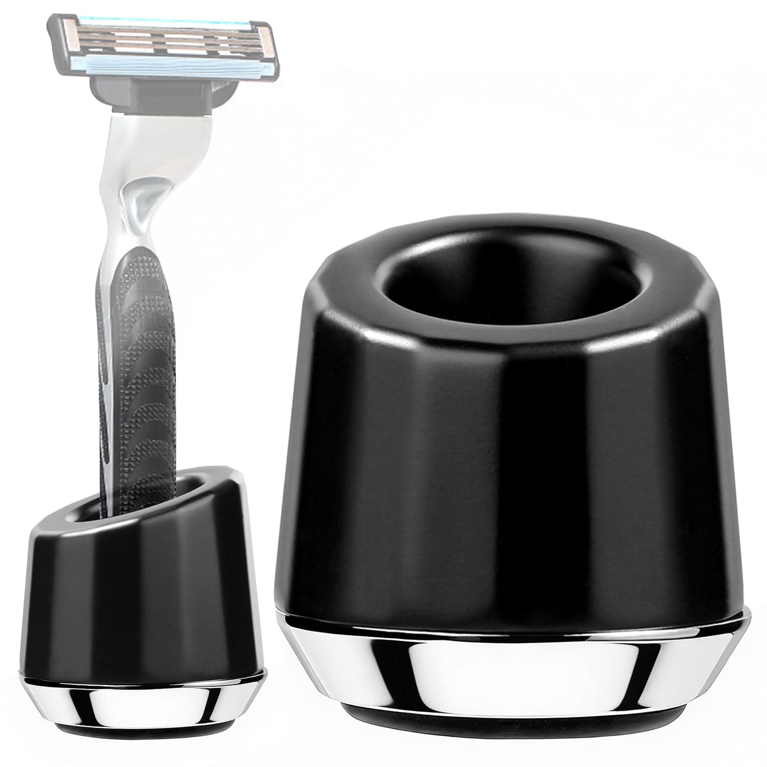 - Men's Shaving Razor Stand, Zinc Alloy, Safety Razor Holder Base, Opening Dia 0.75" (1.9cm), Razor Holder for Men (Black)