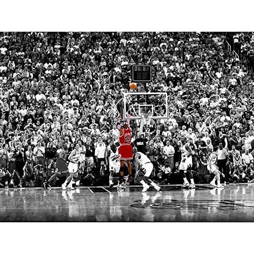 BPAGO Michael Jordan basketball Sports Poster Print Poster Old Photo Large Wall Art Canvas Paintings Office Decoration Stretched Ready to Hang 32 x 24 inch