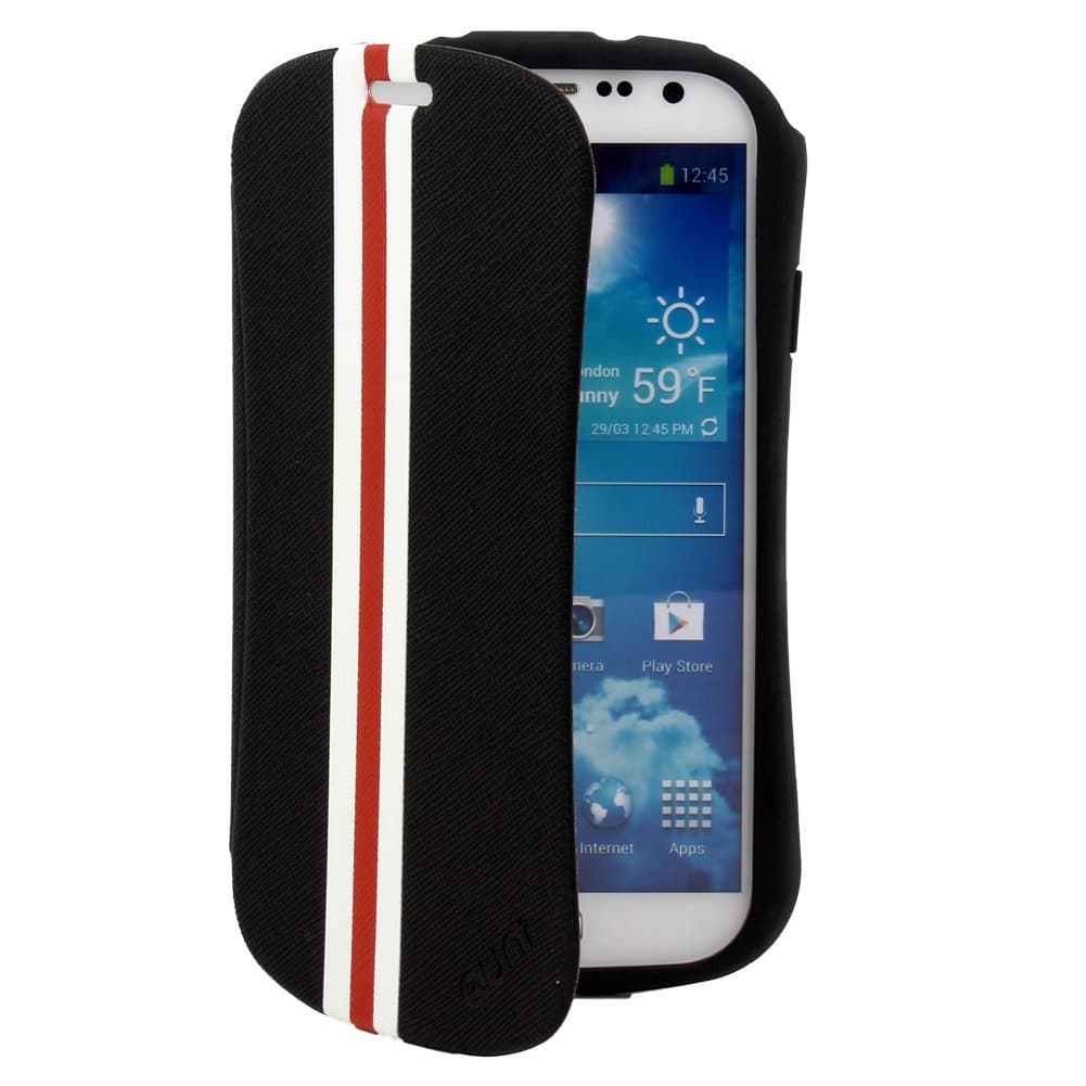 Quni Guard on Bumper Filp Case Cover for Samsung Galaxy S4 IV i9500 (Black)