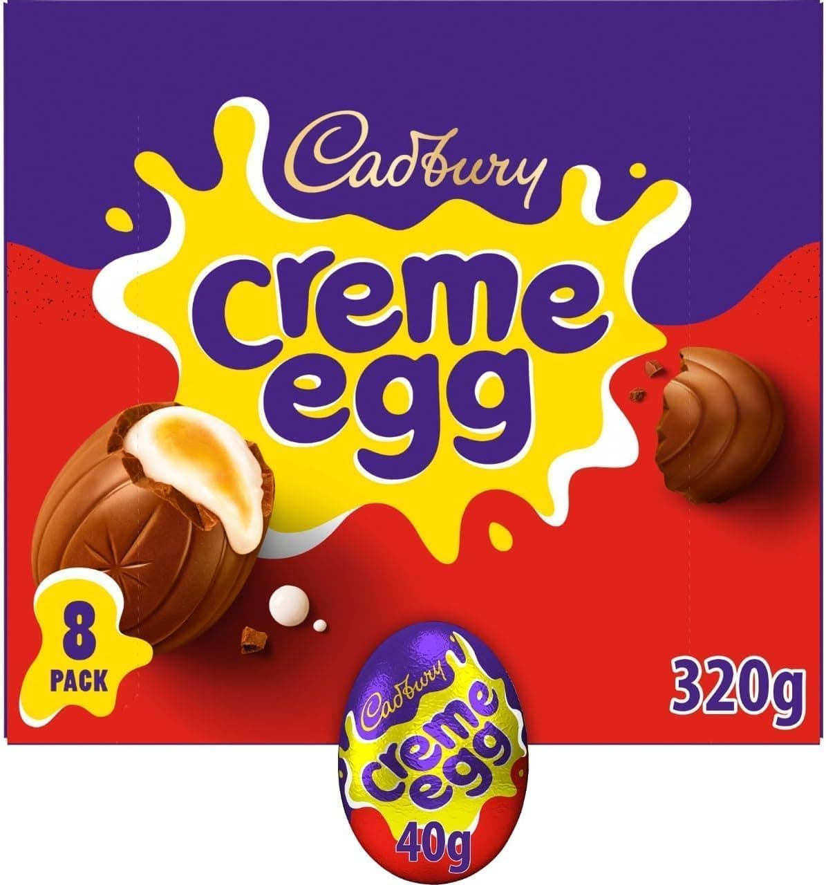 Milk Chocolate Creme Eggs, Perfect for Easter Egg Hunts, Includes 8 Creme Eggs, 320 g (Pack of 1)