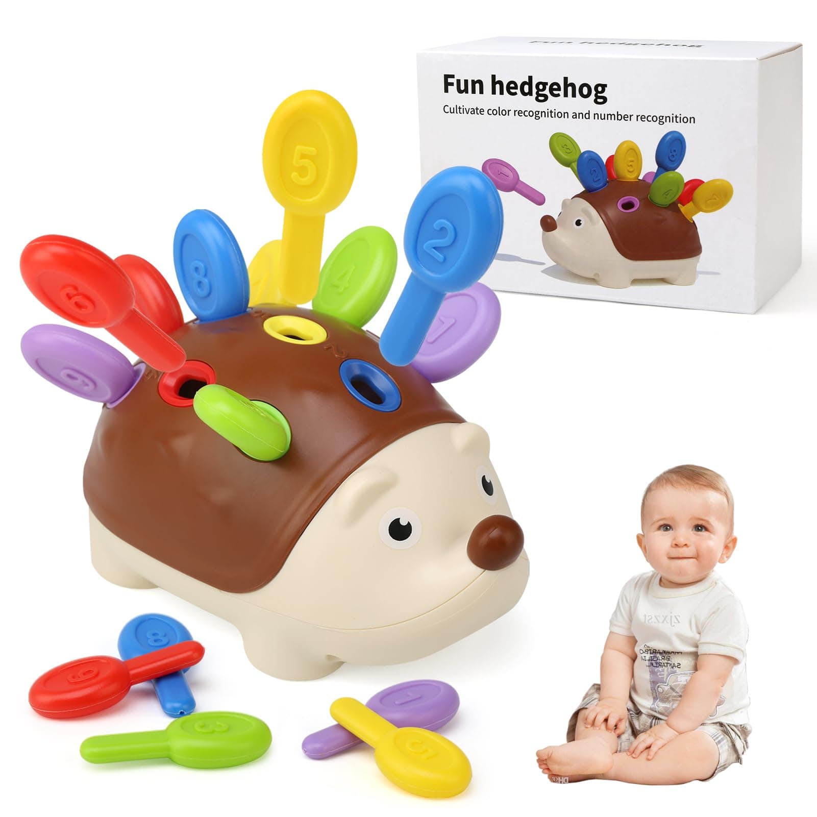 Baby Sensory Montessori Toys for 18 Months, Hedgehog Fine Motor Skills Toys Sorting Game Development Activity Toys Educational Learning Travel Toys for Toddlers Boys Girls 2 3 Years Old