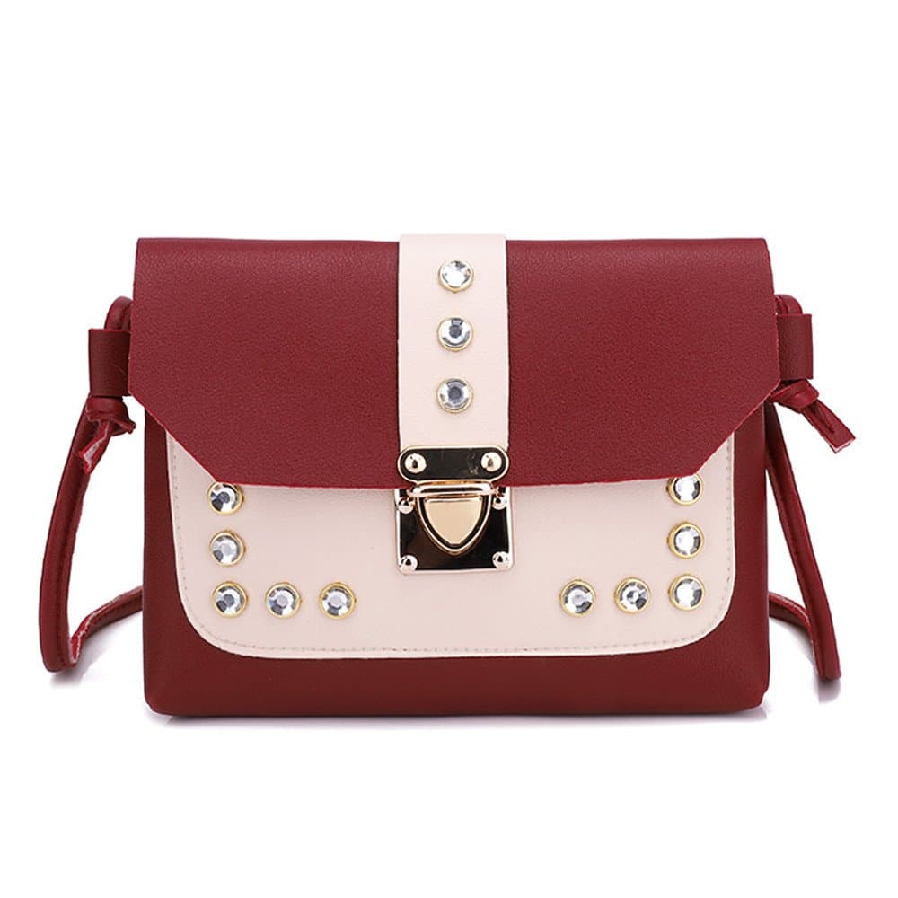 Hot Sale !!! Clearance Women Small Leather Shoulder Bag Rhinestone Crossbody Bag Retro Vintage Messenger Bag Satchel