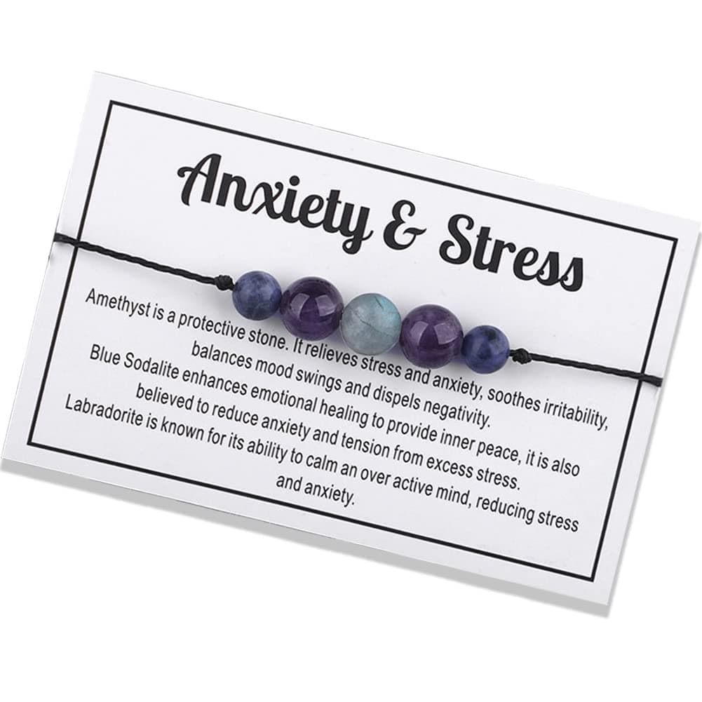 RonglryCrystal Bracelet for Women Men Spiritual Crystals and Healing Stones Bracelets Natural Healing Crystal Beads Bracelet Amethyst Gem Bracelet for Anxiety Relief Healing Crystals Jewelry