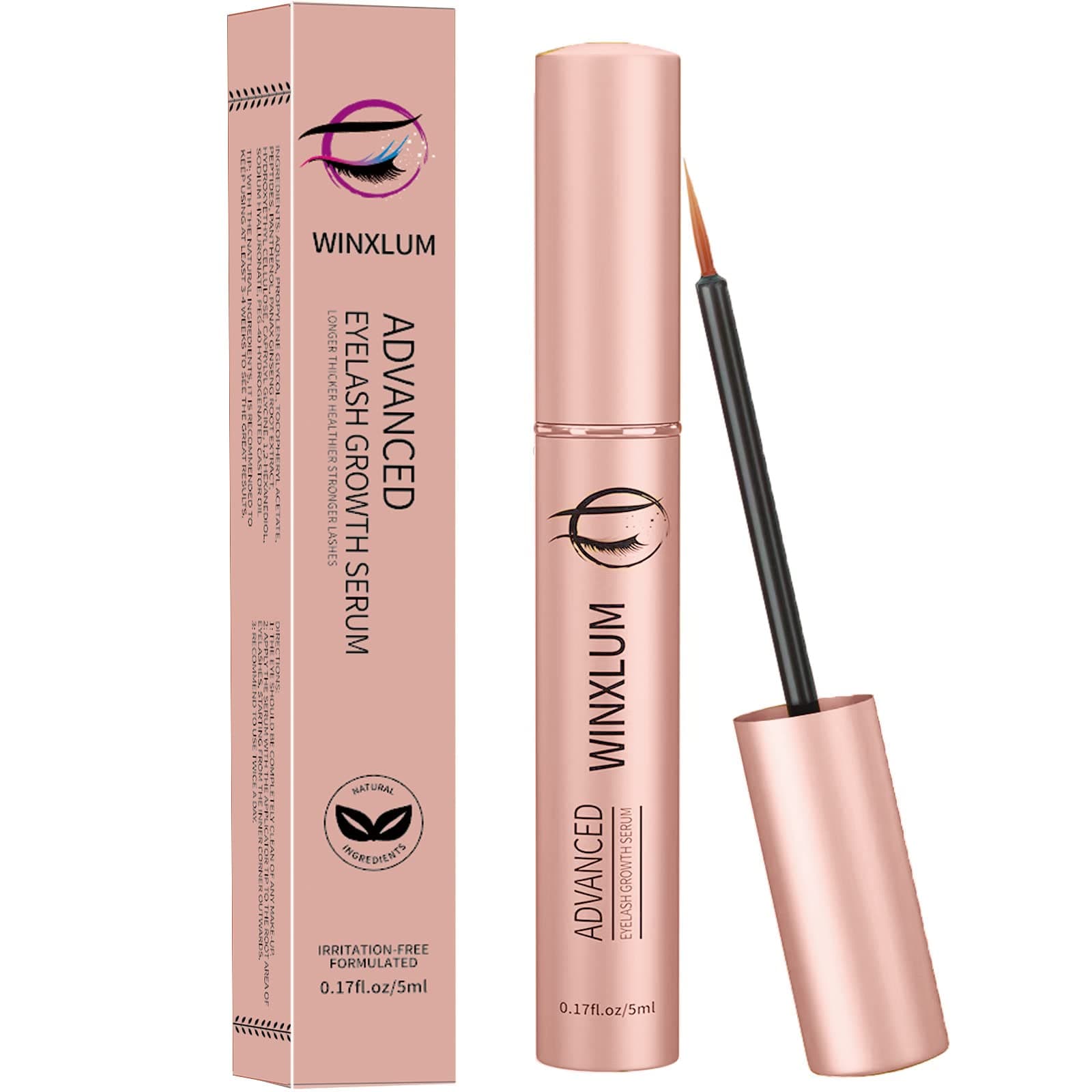 Winxlum - Premium Eyelash Growth Serum, Eyelash Growth Serum 5 ml, Peptide Brow Growth Serum with Peptides, Irritation