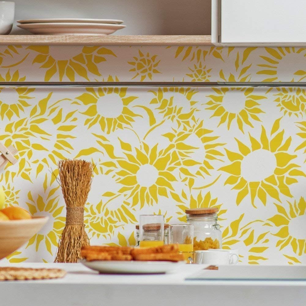 STENCILIT Sunflower Large Wall Stencil for Painting - XL Size 24"x40”- Summer Flower Scandinavian Stencil
